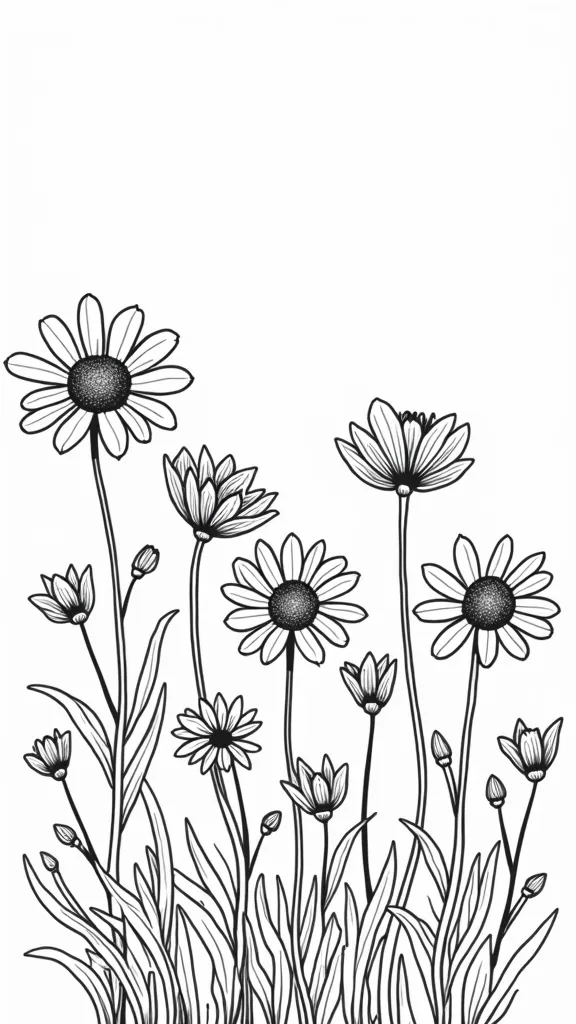 coloriages de petites fleurs